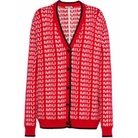 Miu Miu Cardigan com detalhe de logo - Vermelho