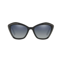 Miu Miu Eyewear Óculos de sol com logo de strass - Preto