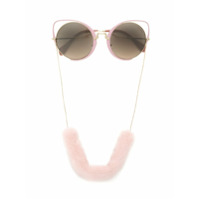 Miu Miu Eyewear Óculos de sol oversized com corrente - Metálico