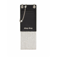 Miu Miu Porta-cartões com franjas de cristais - Preto