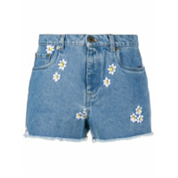 Miu Miu Short jeans com bordado floral - Azul