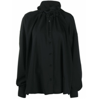 MM6 Maison Margiela Blusa mangas longas com colarinho franzido - Preto