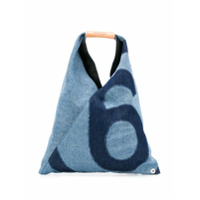 MM6 Maison Margiela Bolsa de mão jeans com estampa de logo - Azul