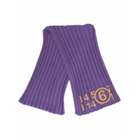 MM6 Maison Margiela Cachecol de tricô canelado com estampa de números - Roxo