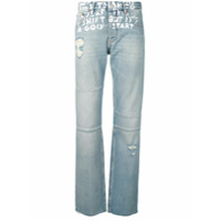 MM6 Maison Margiela Calça jeans com efeito de tinta - Azul
