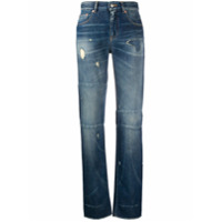 MM6 Maison Margiela Calça jeans reta com efeito destroyed - Azul