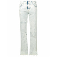 MM6 Maison Margiela Calça jeans reta com recortes - Azul