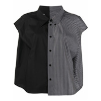 MM6 Maison Margiela Camisa com botões e recorte contrastante - Preto