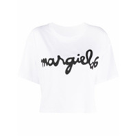 MM6 Maison Margiela Camiseta cropped com estampa de logo - Branco