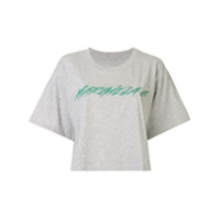 MM6 Maison Margiela Camiseta cropped com logo - Cinza