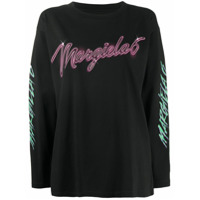 MM6 Maison Margiela Camiseta mangas longas com estampa de logo - Preto