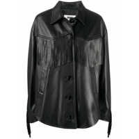 MM6 Maison Margiela Jaqueta oversized de couro com franjas - Preto