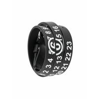 MM6 Maison Margiela Pulseira de couro com logo - Preto