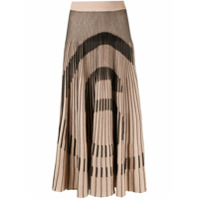 MM6 Maison Margiela Saia midi com pregas e logo - Marrom