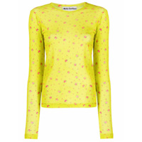 Molly Goddard Camiseta floral com tela - Amarelo