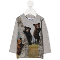 Molo Moletom decote careca com estampa Teddy Bear - Cinza