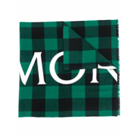 Moncler Cachecol xadrez de lã com logo - Verde