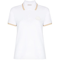 Moncler Camisa polo listrada com logo - Branco