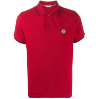 Moncler Camisa polo mangas curtas com logo - Vermelho