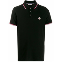 Moncler Camisa polo preta com patch de logo - Preto