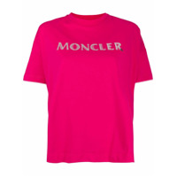 Moncler Camiseta cropped com estampa de logo - Rosa