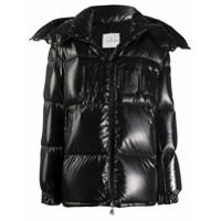 Moncler Casaco matelassê com detalhe de logo - Preto