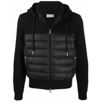 Moncler cotton hooded jacket with feather-down padding - Preto