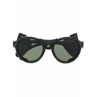 Moncler Eyewear Óculos de sol com recortes em couro - Preto