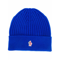 Moncler Grenoble logo embroidered beanie hat - Azul