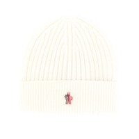 Moncler Grenoble logo embroidered beanie hat - Branco