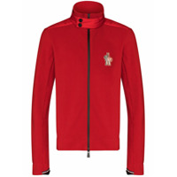 Moncler Grenoble logo-embroidered zip-up track jacket - Vermelho