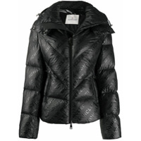 Moncler Jaqueta matelassê com estampa de logo - Preto