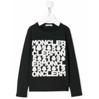Moncler Kids Blusa de jersey com estampa de logo - Preto
