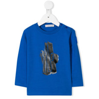 Moncler Kids Blusa mangas longas com estampa de logo - Azul