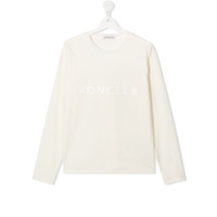 Moncler Kids Blusa mangas longas com logo bordado - Neutro