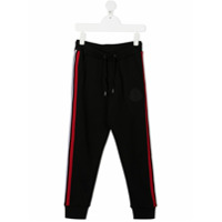 Moncler Kids Calça com listras na lateral - Preto