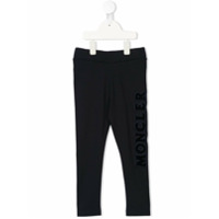 Moncler Kids Calça com logo bordado - Preto