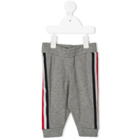 Moncler Kids Calça esportiva com acabamento de listras - Cinza