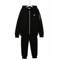 Moncler Kids Calça esportiva com patch de logo - Preto