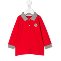 Moncler Kids Camisa polo bicolor com logo - Vermelho