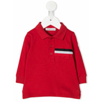 Moncler Kids Camisa polo com acabamento de listras - Vermelho