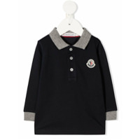 Moncler Kids Camisa polo com colarinho contrastante - Azul