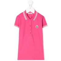 Moncler Kids Camisa polo com detalhe de listra - Rosa