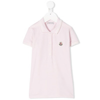 Moncler Kids Camisa polo com detalhe listra e patch de logo - Rosa