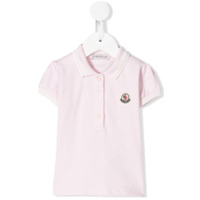 Moncler Kids Camisa polo com estampa de logo - Rosa