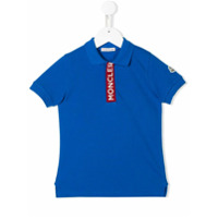 Moncler Kids Camisa polo com logo bordado - Azul