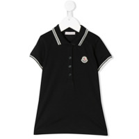 Moncler Kids Camisa polo com logo no busto - Preto
