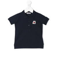 Moncler Kids Camisa polo com patch de logo - Azul