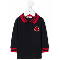 Moncler Kids Camisa polo com patch de logo - Azul