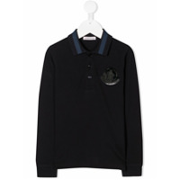 Moncler Kids Camisa polo com patch de logo - Azul